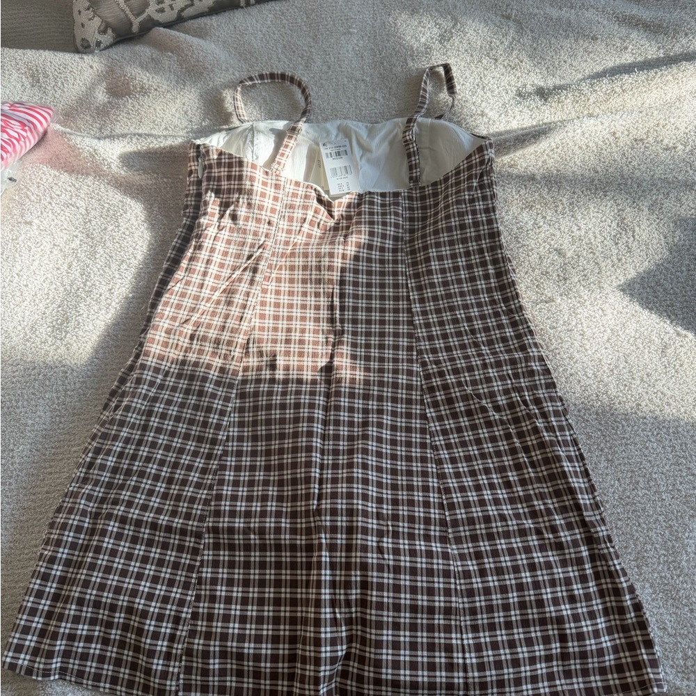 NWT Abercrombie Brown Plaid Mini Dress with Skort - Picture 5 of 8